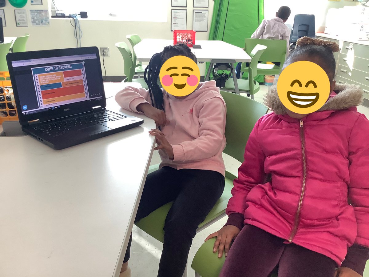 TeachSingleton's tweet photo. #PBLChronicles These 2nd Graders were ALL SMILES as they finished their Colonization Persuasion Infographics using @easel_ly...this is no easy task with 7 year olds and their pecking skills but we made it😂 and they were proud about it...I was too! #OakleyTigersSoar https://t.co/socnHNRIAg