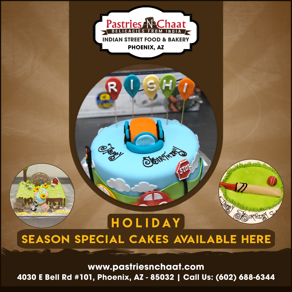 Holiday Season Special Cakes available at Pastries 'N' Chaat
Order Online 🤳 - pastriesnchaat.com
#restaurants #phoenix #food #arizona #foodie #restaurant #az #chefs #foodgasm #dinner #chef #seafood  #pncphoenix #biryani #loveforbiryani #cakes #specialcakes #christmascakes