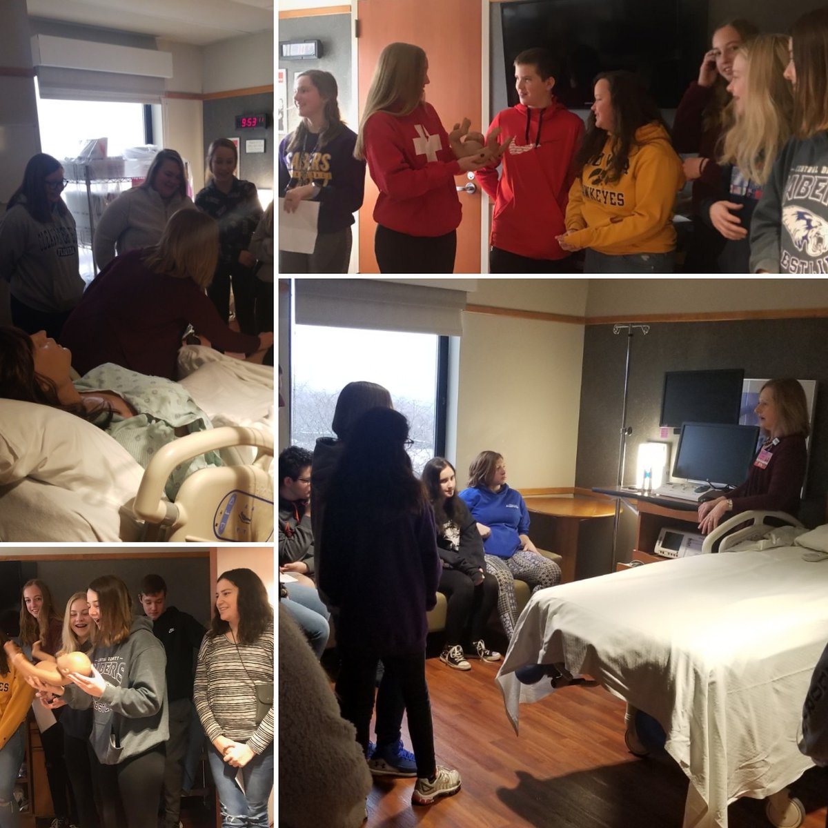 CentralDeWitt's tweet photo. CDHS Infant Development class visited Genesis East on a 
recent field trip. They heard from nurses and doulas about childbirth, viewed a human birth simulator, learned from a dietitian about prenatal nutrition and took a tour of the labor and delivery floor! #gosabers #cdsd https://t.co/CkjgY6tmgV