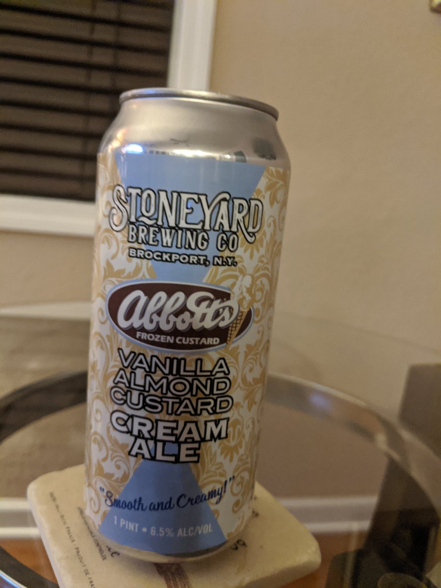 BrianHouseman's tweet photo. Abbott's Vanilla Custard + @Stoneyardbrew beer =😍 https://t.co/Kx7diAzp01