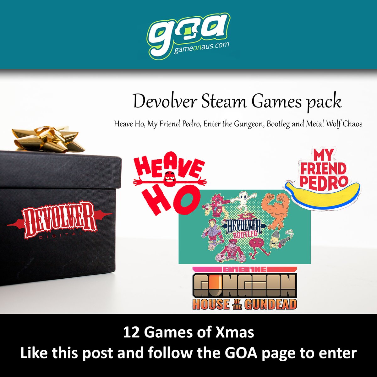 GameOnAUS's tweet photo. 🤩 Day 8 REVEAL 🤩Bloody yes! That's all we have to say about this little package that's gone under the #12gamesofchristmas tree. Brilliant stuff @devolverdigital - Full Deets: https://t.co/LvmjYlYjBl #GameOnAustralia #GameOn #GameOnAUS #12GamesOfChristmas #BloodyGaming https://t.co/s1Fc0zkcSY