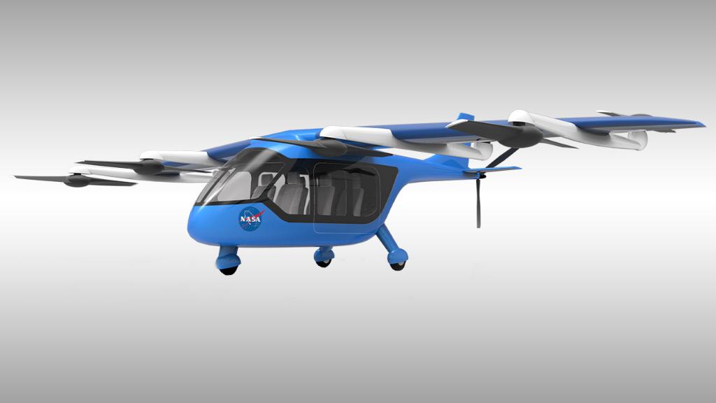 NASA's tweet image. Coming soon to a city near you: flying taxis! 🚁 Join us tomorrow for a new episode of NASA in Silicon Valley Live and hear about technologies being developed to shape the future of flight. Have Qs for our @NASAAmes experts? Tune in starting at 7pm ET: go.nasa.gov/2rRoCTN