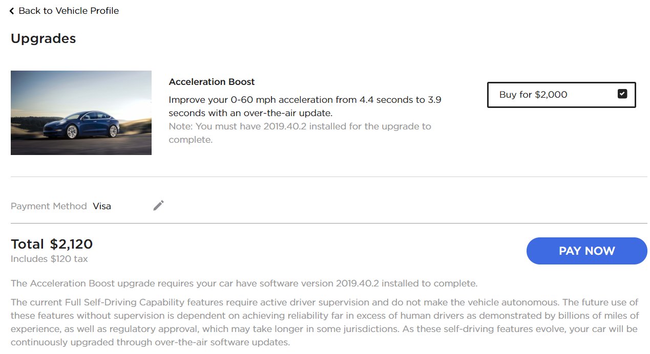 Acceleration boost clearance tesla 3