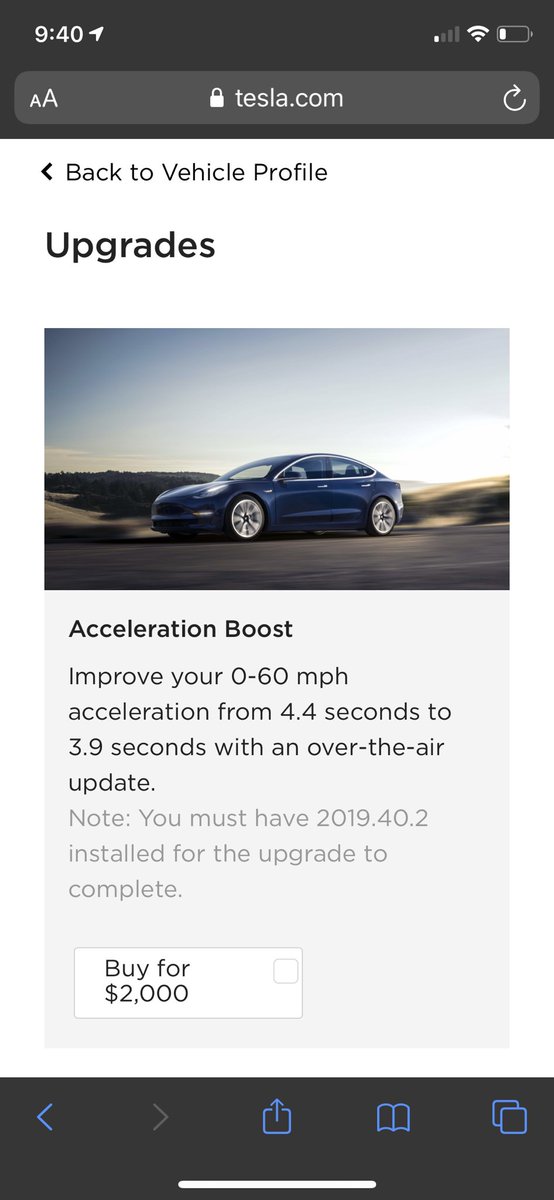 Wow, <a href="/Tesla/">Tesla</a> just added a fancy post-purchase upgrade I can get. 😁😁😁