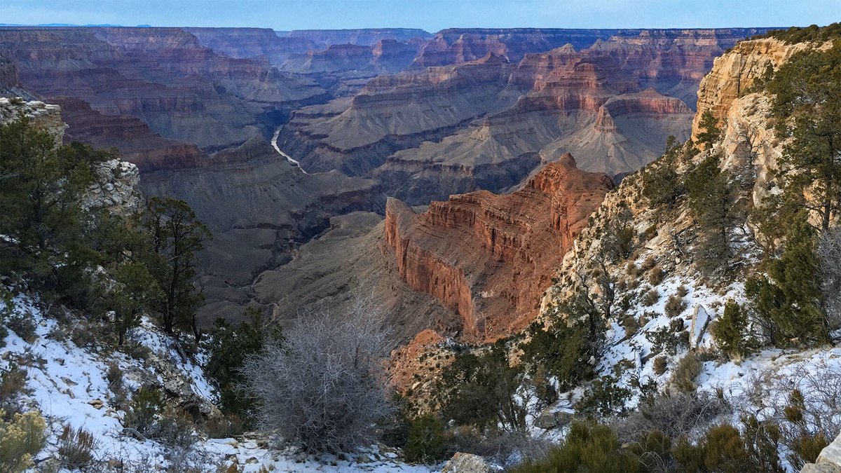 GrandCanyonNPS's tweet photo. "Our job is to record, each in his own way, this world of light and shadow and time that will never come again exactly as it is today." ~ Ed Abbey

A subdued sunset from just west of Mohave Point, Wednesday, December 18, 2019. #GrandCanyon #Arizona #Sunset #WednesdayWisdom https://t.co/ZKWroPHYmE