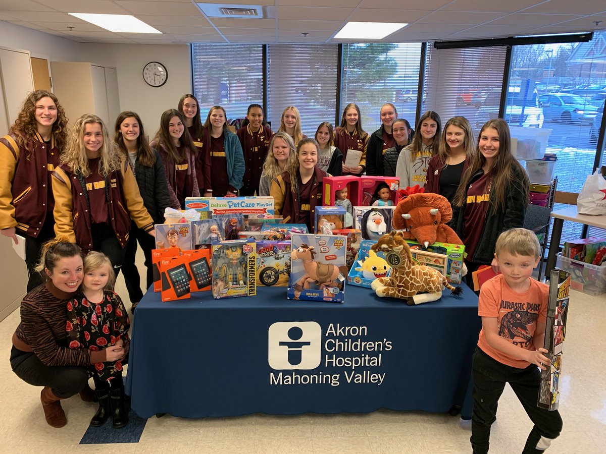 Every single one of our girls went to Akron Children's before our game tonight to deliver gifts and homemade get well cards. Praying for those kids. Proud of our girls. #community