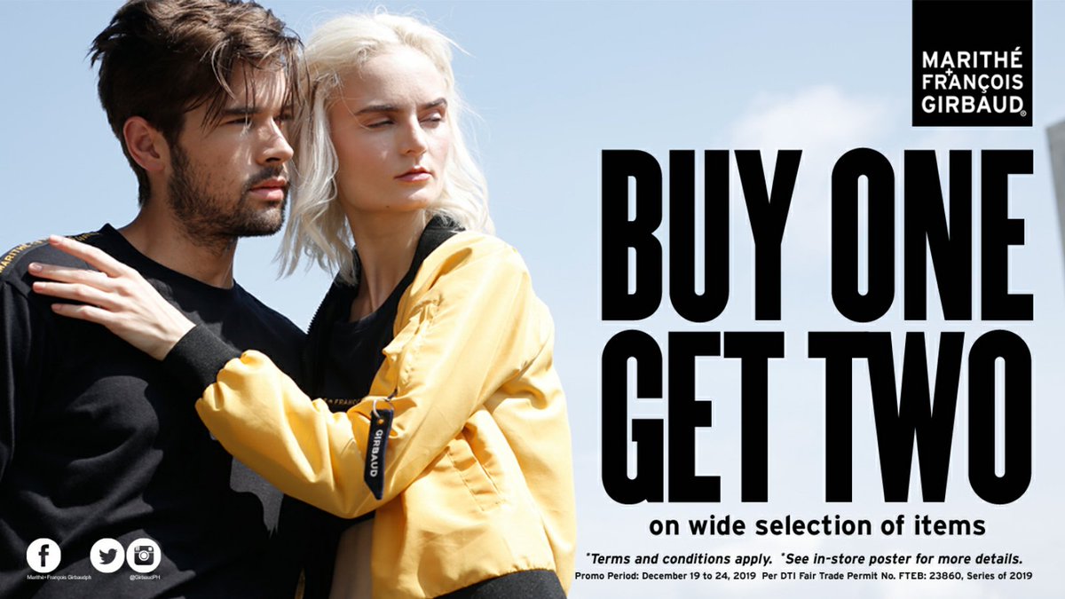 GirbaudPH's tweet photo. #BuyOneGetTwoMadness starts today at all #girbaudph stores nationwide! See you there!

#loveshopping #lovegirbaudph #bogtwo https://t.co/vgsYcOz7nO