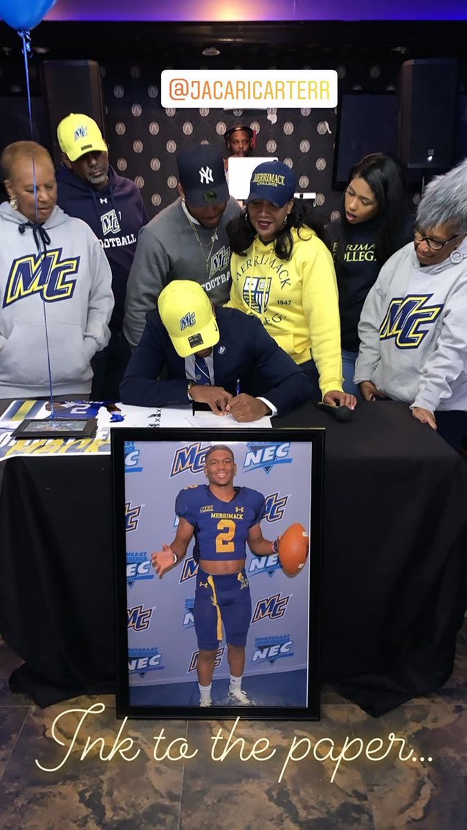 Jacaricarterr's tweet photo. It’s official... Forever grateful! Merrimack let’s work 💙💛 https://t.co/WKIPcDe9dK