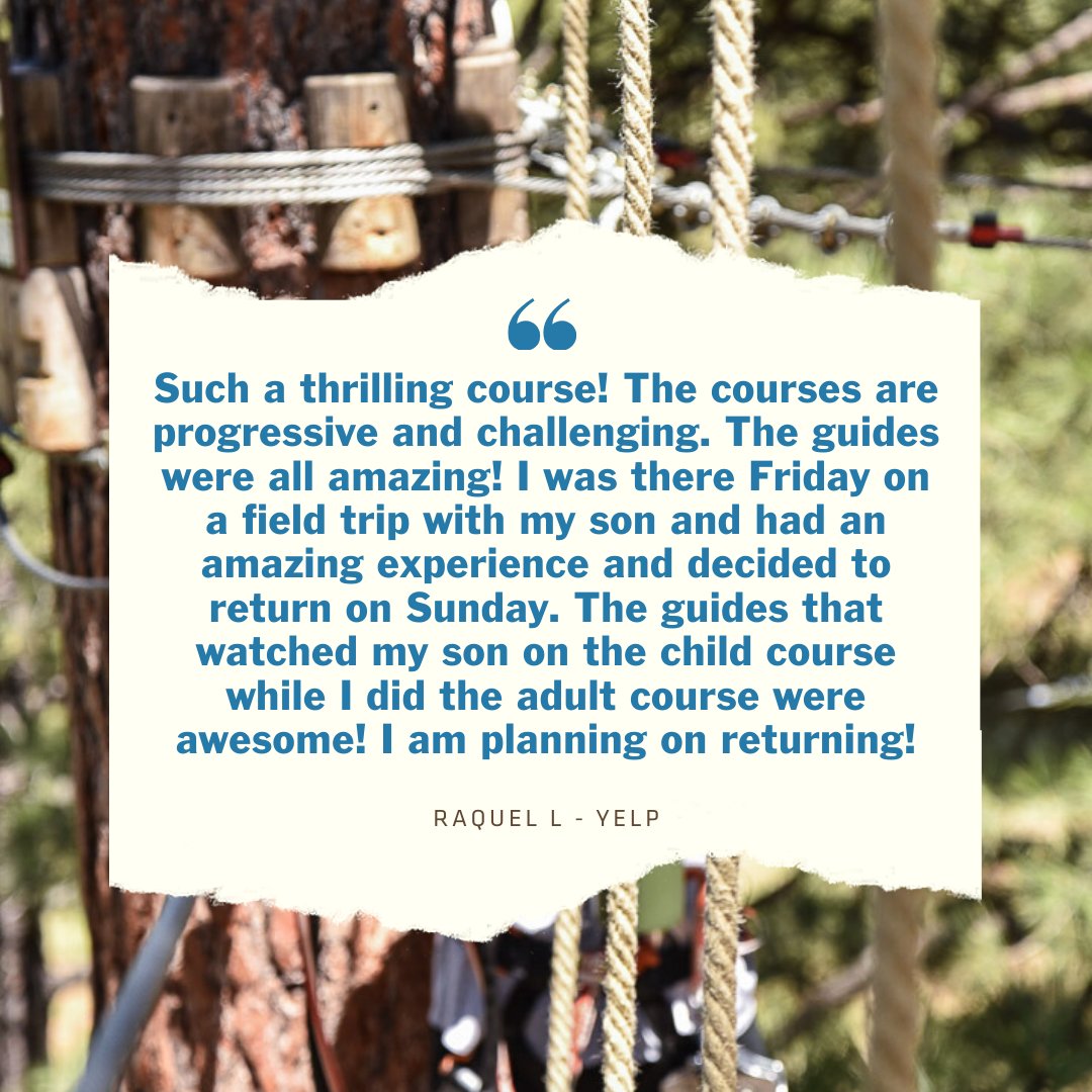 Not many adventures are as uniquely "progressive and challenging" as ours! Thank you, Raquel, for this lovely review. We can't wait to have you back!
🌲
🌲
🌲
#flagstaffextreme #optoutside #exploremore #adventure #visitarizona #explorearizona #weekendadventure