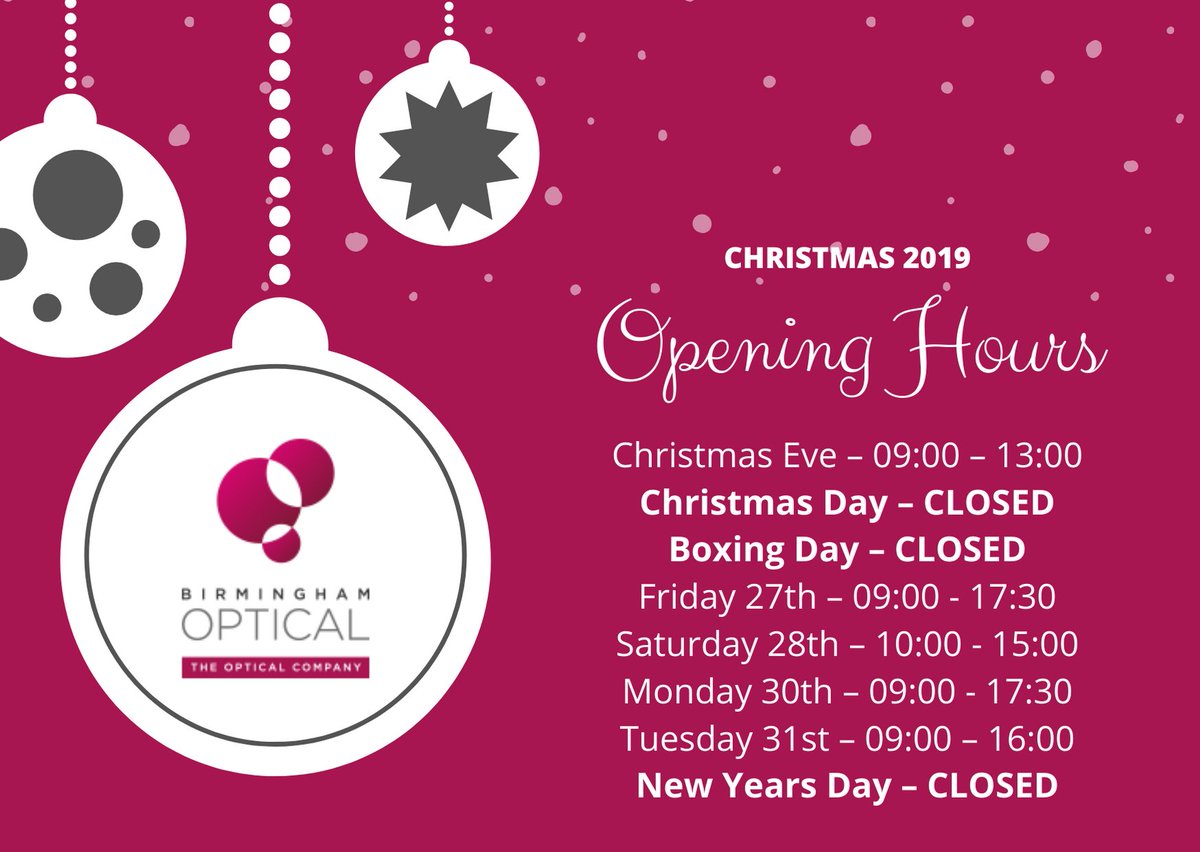Wishing you all a very Merry Christmas from everyone at Birmingham Optical 🎄🎅
#christmashours