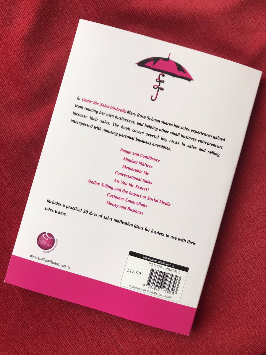SellTDifference's tweet photo. Why 8 chapters in my book? I had to group my ideas. Some were obvious groups, others needed assessing.I ALWAYS knew the title as it’s my collection of thoughts &amp; skills that create productive sales. I discovered that the best umbrellas have 8 spokes! Go to
https://t.co/9xHxvL6jg5 https://t.co/ELqKsrPxN0