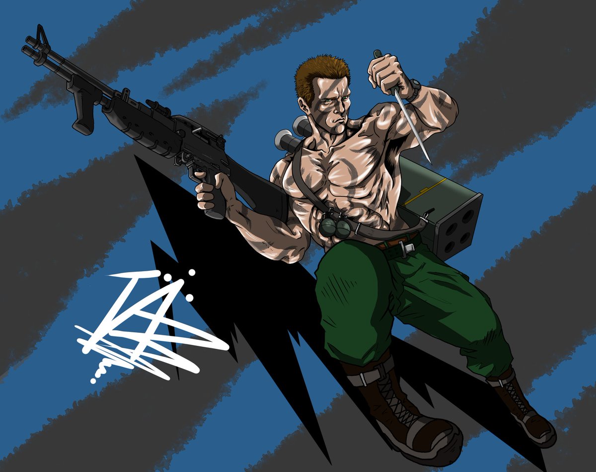 青木 伴イラストレーター Youtube始めました در توییتر マッスル映画イラスト 来いよ ベネット 怖いのか コマンドー シュワちゃんは子供の頃からの憧れの存在 それは今も色褪せない コマンドー Arnoldschwarzenegger Commando 筋肉 シュワ