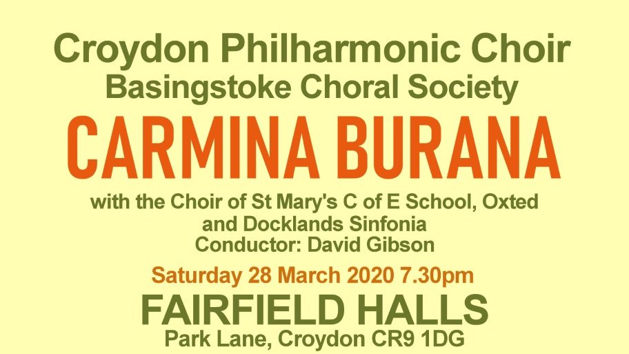 We're back at <a href="/FairfieldHalls/">Fairfield Halls Fan</a> performing Carmina Burana with <a href="/bcschoir/">Basingstoke Choral</a> on 28th March 2020. Tickets now available fairfield.co.uk/whats-on/croyd…
