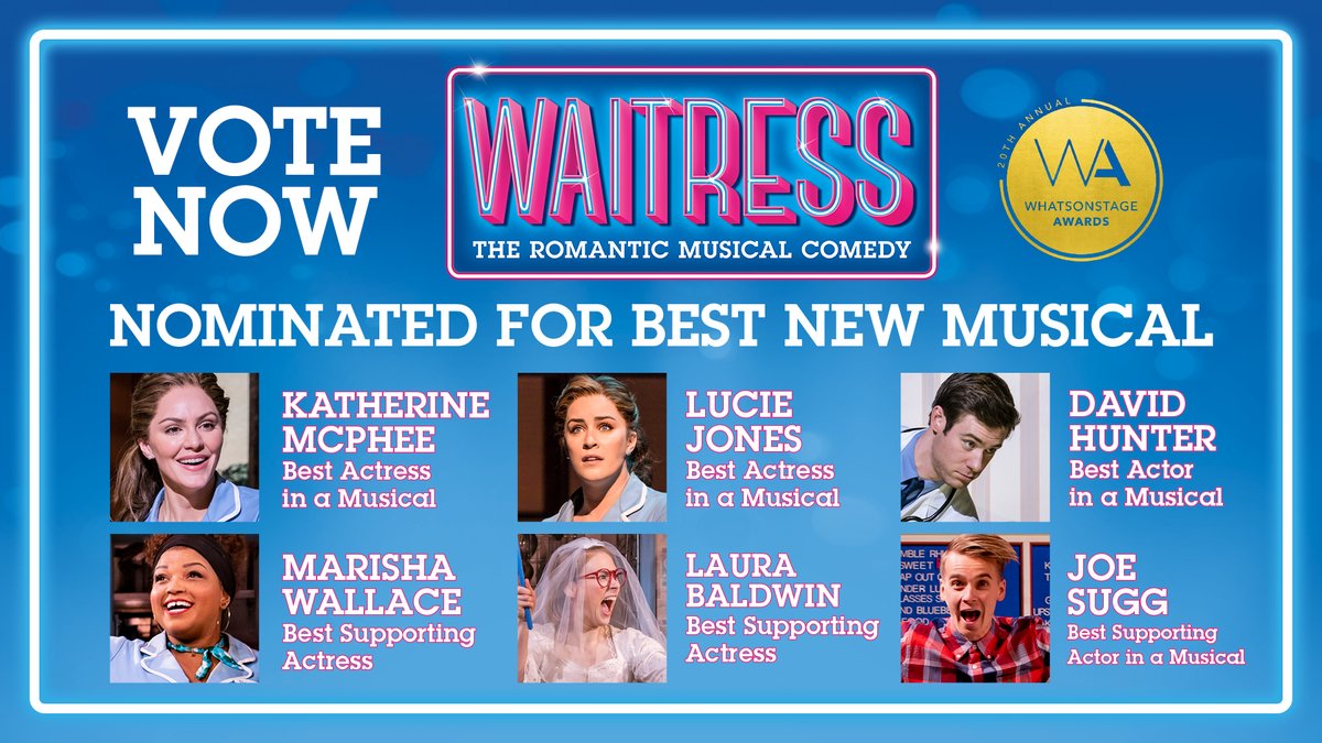 WaitressAU's tweet photo. 🏆 CALLING ALL WAITRESS FANS 🏆
Our UK family at @WaitressLondon have been nominated for SEVEN @WhatsOnStage Awards including Best New Musical 🍒🥧 These are fan-voted awards, so show them some love here: https://t.co/sKKYIT7a28 #WOSAwards #WaitressAU https://t.co/60OKdUKx7h