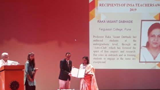 FergussonPune's tweet photo. Hearty Congratulations to Dr. Raka Dabhade received Indian National Science Academy's INSA Teacher Award 2019, on 18th December 2019. https://t.co/e5pY8sZ5V4