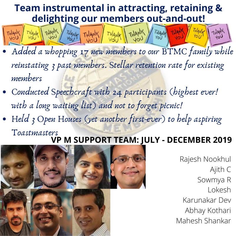 PrWing's tweet photo. VP M support team, we thank you for your unconditional support throughout this term!
#btmc #bangaloretoastmasters
#bangaloretoastmastersclub #wearebtmc #toastmasters #toastmastersinternational #whereleadersaremade #Publicspeaking https://t.co/QnFRh3XKXD