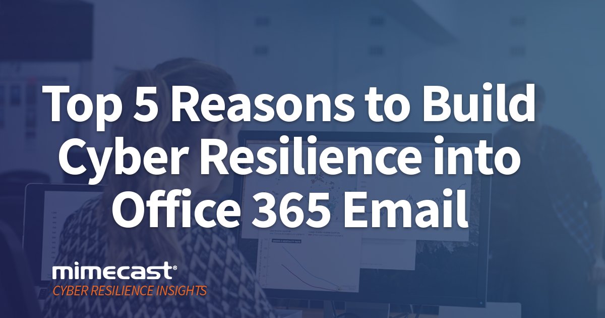 Mimecast's tweet image. Email is at the intersection of a high amount of risk. That risk will only rise as attackers learn to better evade detection systems, including #Microsoft365 mim.ec/33f7ftv