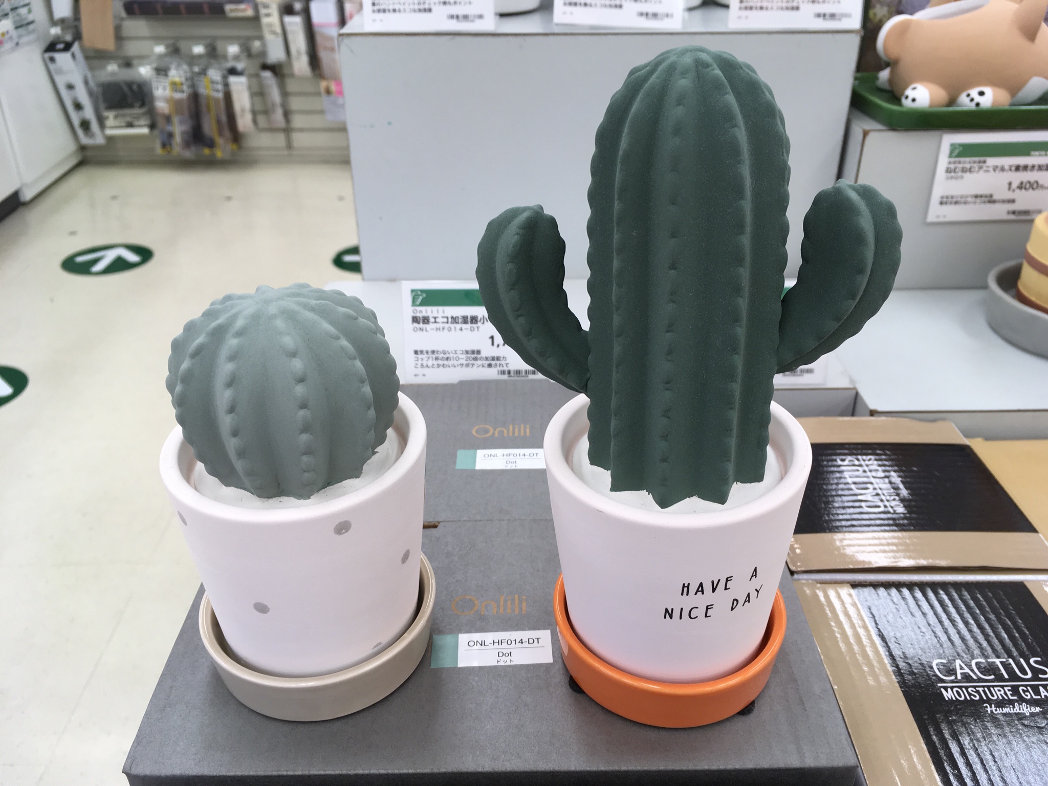 東急ハンズ渋谷店 潤うサボテン 陶器で出来ているサボテン型の加湿器です 電源を使わないので 場所を選びません 枕元や机の上のパーソナル空間にぴったりです サボテンの緑が癒されますね 陶器エコ加湿器 サボテン 1 700円 税 ハンズ渋谷