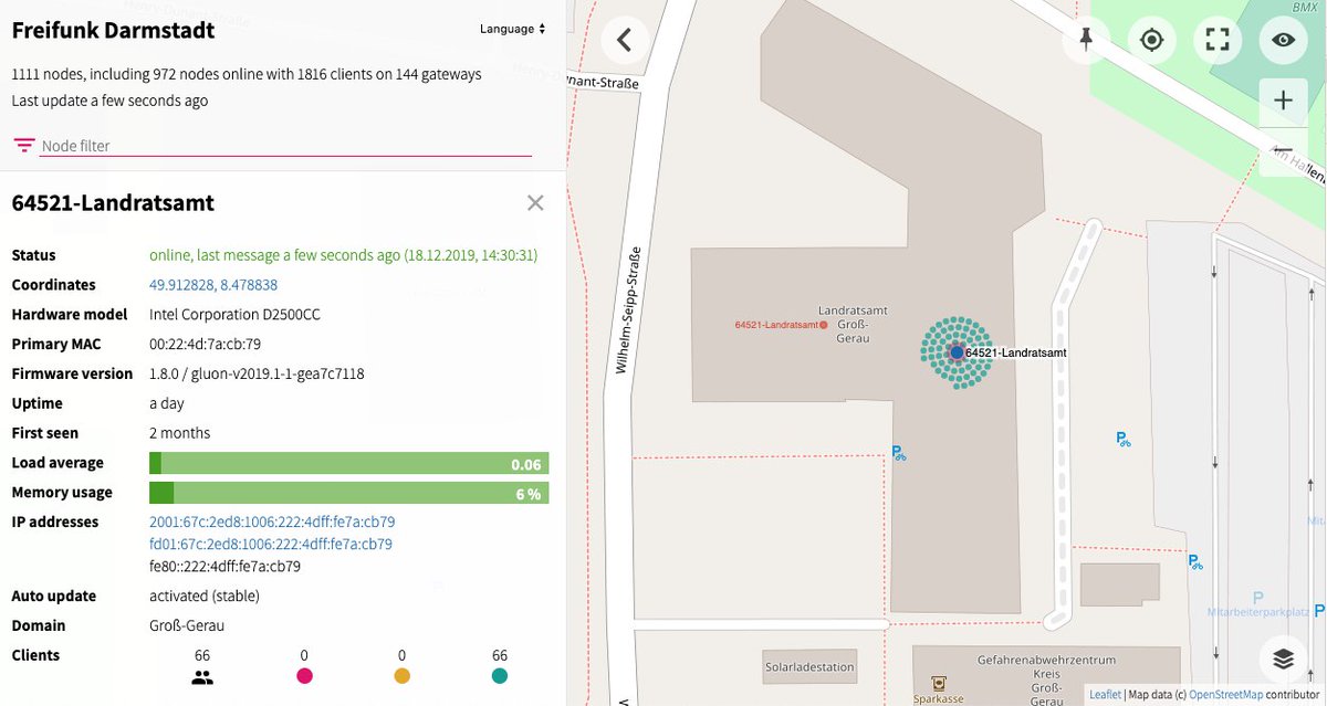 FreifunkGG's tweet photo. Kurz vor Weihnachten haben wir uns (und euch ;) schon mal  ein Geschenk gemacht: Es gibt im #Landratsamt in #GroßGerau jetzt #Freifunk! SSID: https://t.co/shShhA2LCq @FreifunkDA https://t.co/69O71JwclH