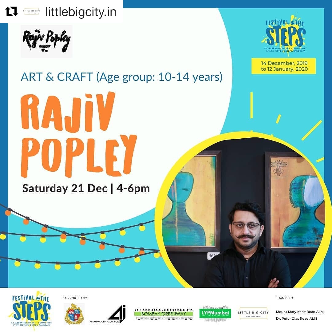 RajivPopley's tweet photo. #Repost @littlebigcity.in (@get_repost)
・・・
@rajivpopley will be taking up the Art & Craft session this Saturday, 4-6 pm! Age group: 10 years +
#FestivalatTheSteps #newurbanspace #StStephensSteps #TheSteps #turningspacesintoplacesmumbai #loveyourparksmumbai #bombaygreenway https://t.co/IhmXWicGHL