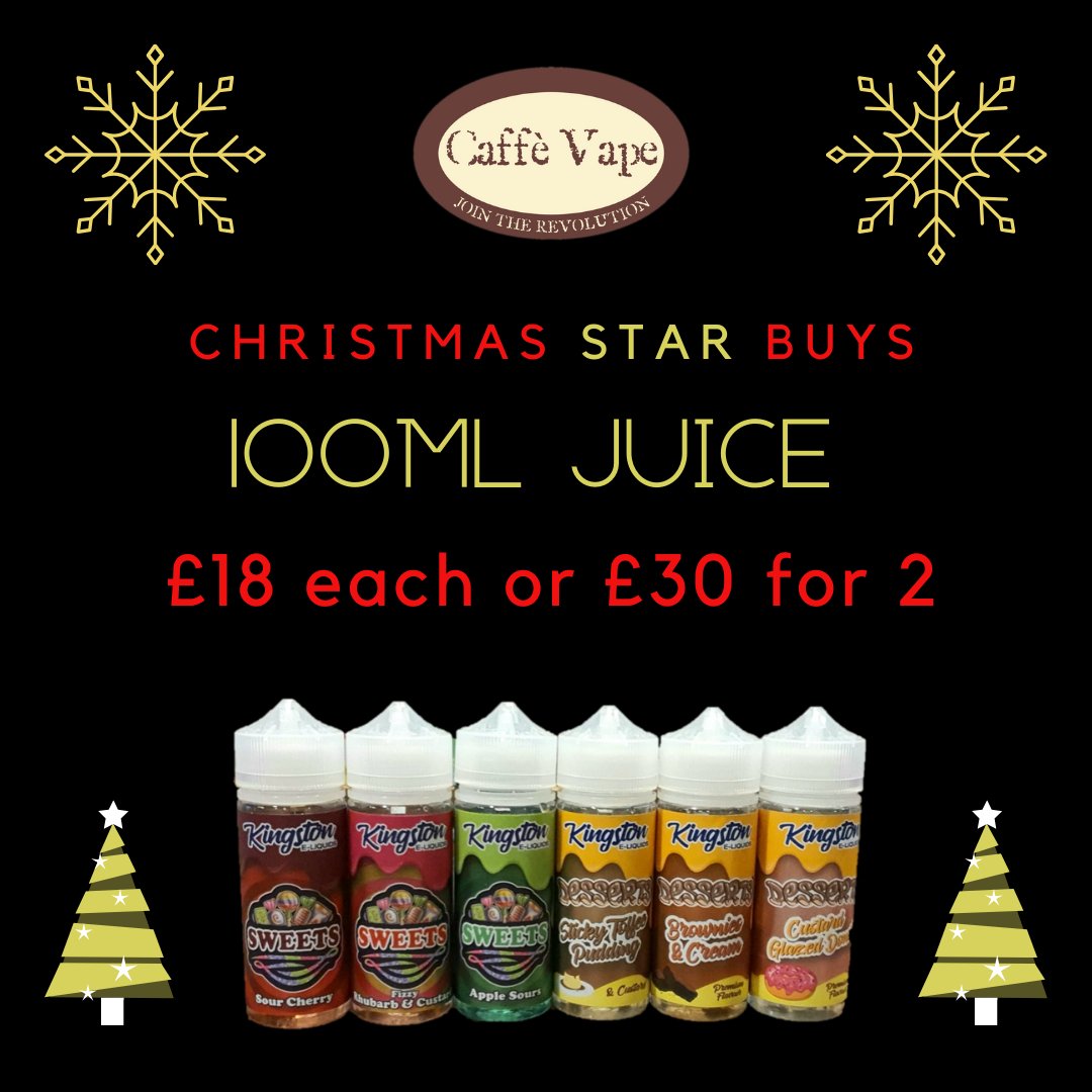 caffevapeltd's tweet photo. This coming Christmas and New Year and whilst stocks last, get 100ml of Kingston E-Juice for only £18 or 2 bottles for only £30!!!! https://t.co/LCuoUIQBSa