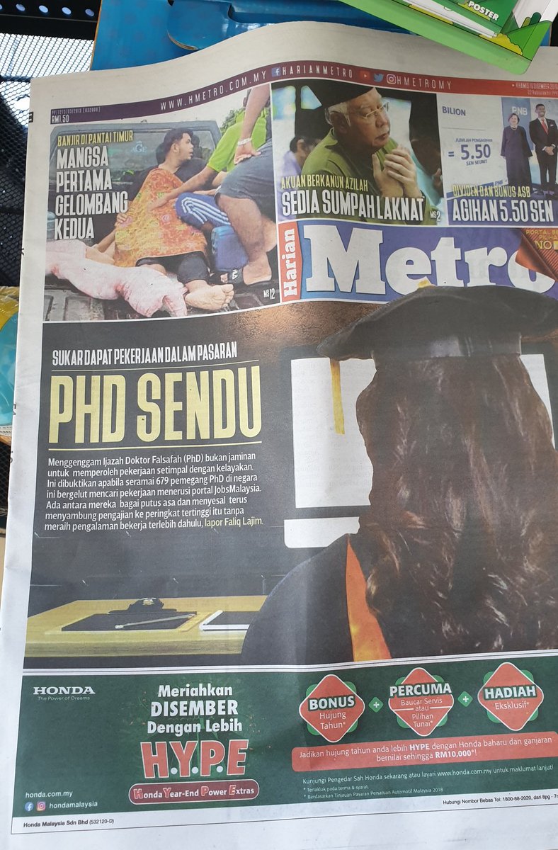 Yikes! Unemployed PhD holders. If you plan to do a PhD, think about the true reason why you want to do it. Please don't do it because others are doing it too. Unless it is a requirement for you to advance in your career. #phd #malaysia