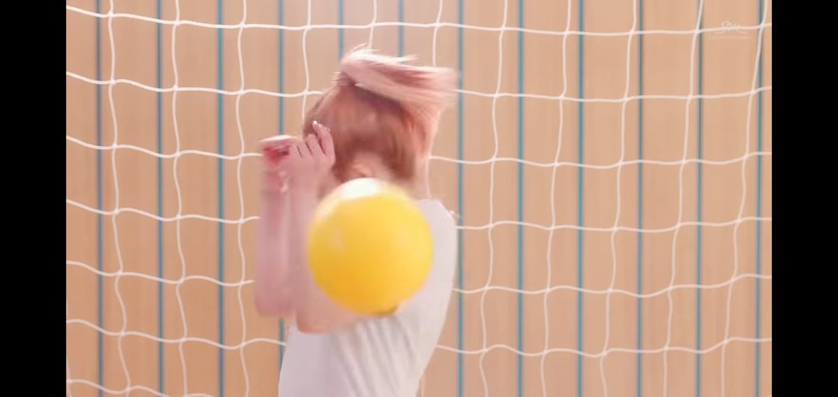 19. The next scene I noticed was this. Where Yeri throws a ball to Irene. My metaphor here is that, the ball is yellow because it represents Seulgi's idea and doubts about Irene. And Yeri throwing it to her is like Seulgi trying to break Irene's tower defense which is Yeri.