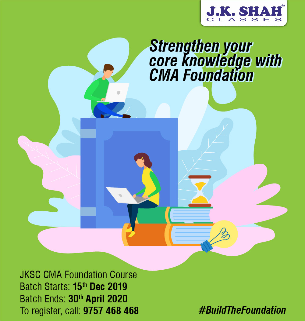 jkshah_classes's tweet photo. With CMA Foundation course from J. K. Shah Classes will help you to make your fundamentals of CMA
strong. Enroll with J. K. Shah Classes for CMA Foundation batches.The batches will be available in Borivali and Mulund branches. #BuildYourFoundation https://t.co/91i8DdAeFN