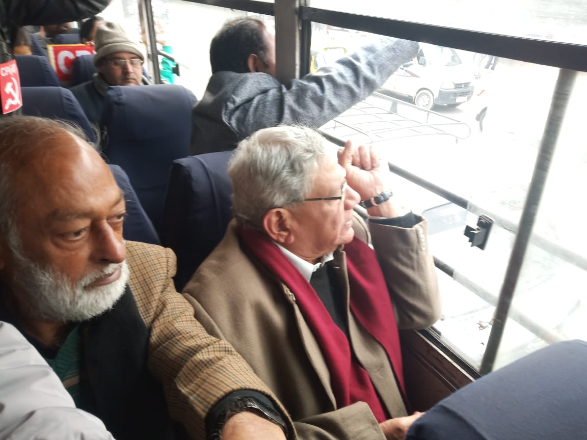 cpimspeak's tweet photo. More photos from the Mandi House protest where the police detained all protesters who were going to march against the CAA. The BJP Govt has shown its true autocratic colours. #NOtoCAA https://t.co/SEVnPHYfxy