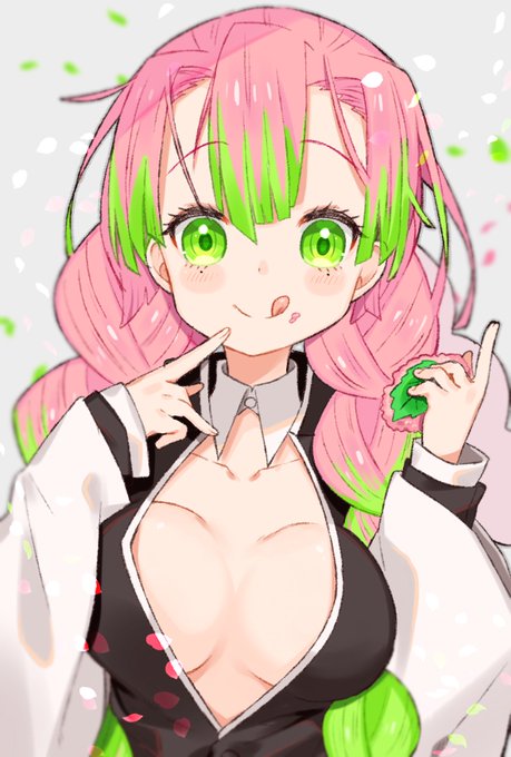 しち🦀さんがTwitterに投稿した甘露寺蜜璃(鬼滅の刃)のイラスト。