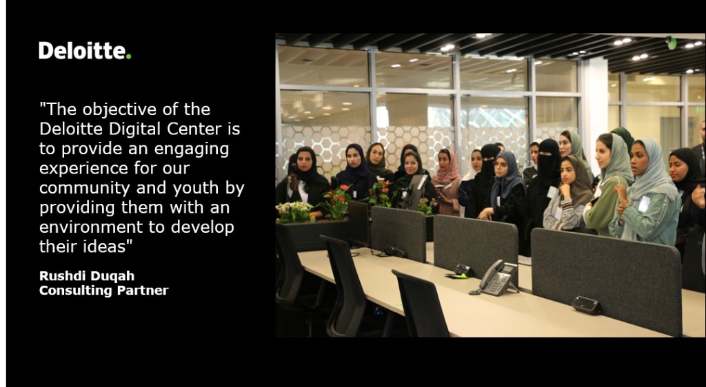 DeloitteKSA's tweet photo. The Deloitte Digital Center in #KSA is contributing to our #WorldClass initiative by hosting a hackathon for @PNU_DCU students. Students were challenged to come up with a solution to financial literacy among Saudi citizens. #Vision2030 https://t.co/rr2iATtCqe