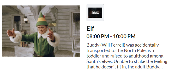 TeleUP_USA's tweet photo. Watch Elf Friday Night at 8:00 PM EDT on AMCSee preview:https://t.co/8AlfcXMIIQ https://t.co/UotabW3CZE