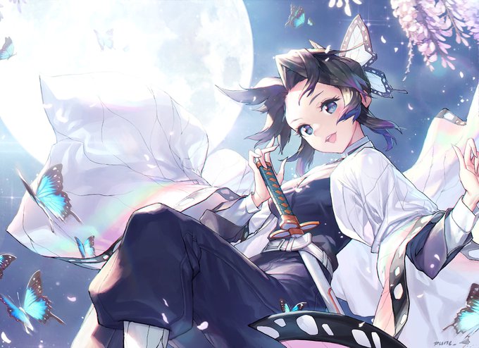 punc_さんがTwitterに投稿した胡蝶しのぶ(鬼滅の刃)のイラスト。