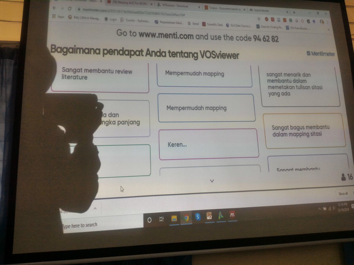 Participant's feedback for today's sharing session on the use of VOSviewer... using mentimeter...