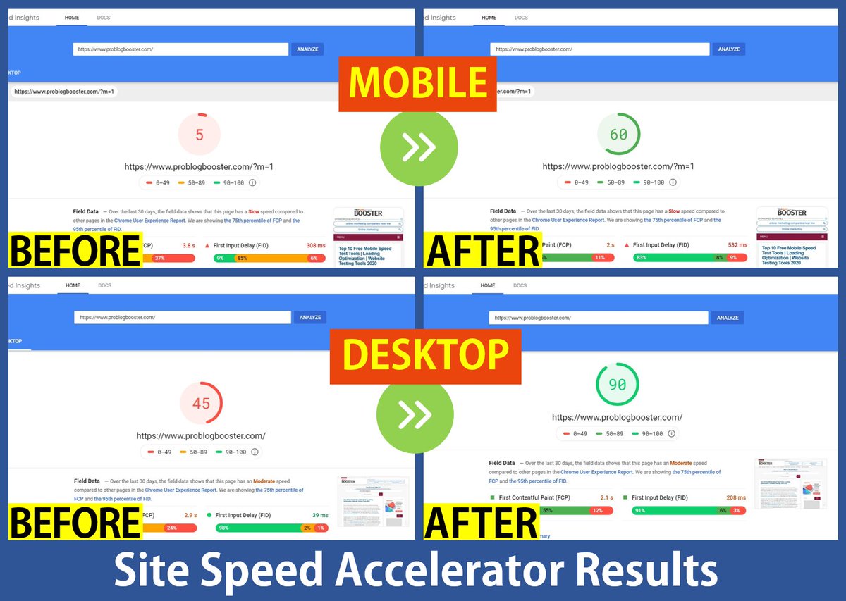 vinayaketx's tweet image. Using @Ezoic #sitespeedaccelerator boosted the #sitespeed score of #Mobile/#Desktop versions from 5/45 to 60/90
Here are my actual #results.

#Ezoic is must check for #bloggers, #publishers to get a #google #pagespeed scrore of 80+
#wordpress #js
