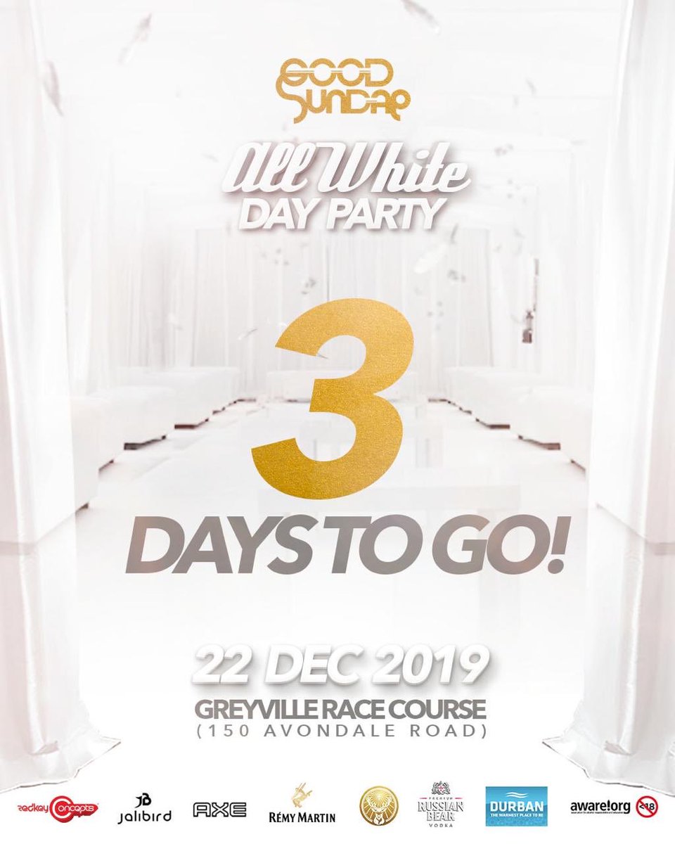 MathapeloKhoza's tweet image. 3 Days to go ‼️‼️‼️‼️ @GoodSundae All White Day Time Party 🎉 hope you have your fits ready to dance into the sunset 🌅💃🏽