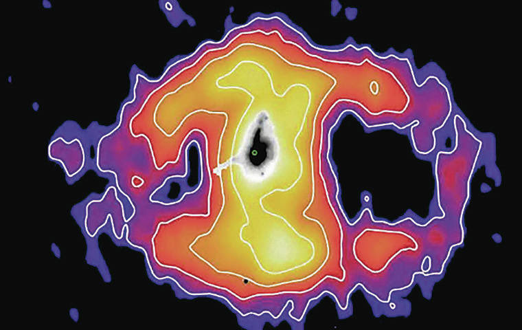 New research using the Keck Observatory at Mauna Kea shows galaxies in some cases generate exhaust as they speed through space. This image shows emissions from the newly named distant galaxy Makani. The cloud extends about 326,000 light-years. #space #astronomy #astronomy808