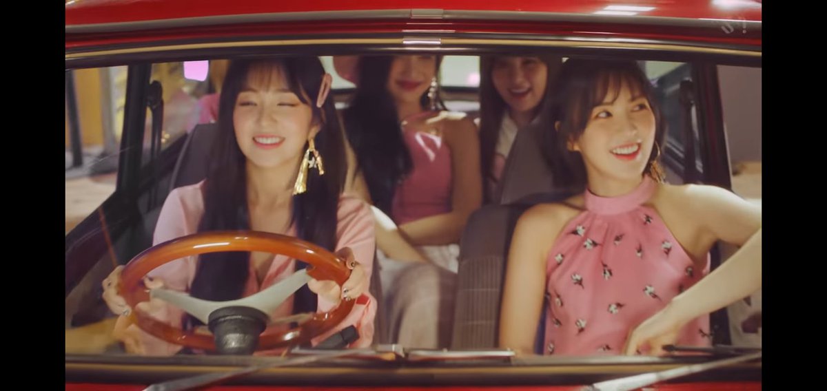 73.1. Let's start off with this scene. Irene is back again. Handling the steering wheel. And you can see in the back that Joy is seating in the middle while in the RBB MV, Wendy is the one driving while Seulgi is in the middle. It shows that the king...