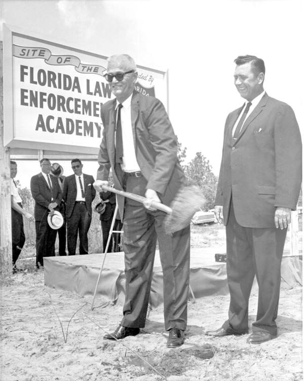 FLSheriffs's tweet photo. A look back to the start of an institution! 

@WCSOInfo Sheriff George Watts and president of FSA is joined by @LeonSheriff William Joyce as they break ground at the site of the Florida Law Enforcement Academy in Tallahassee. https://t.co/lytw0blsyI