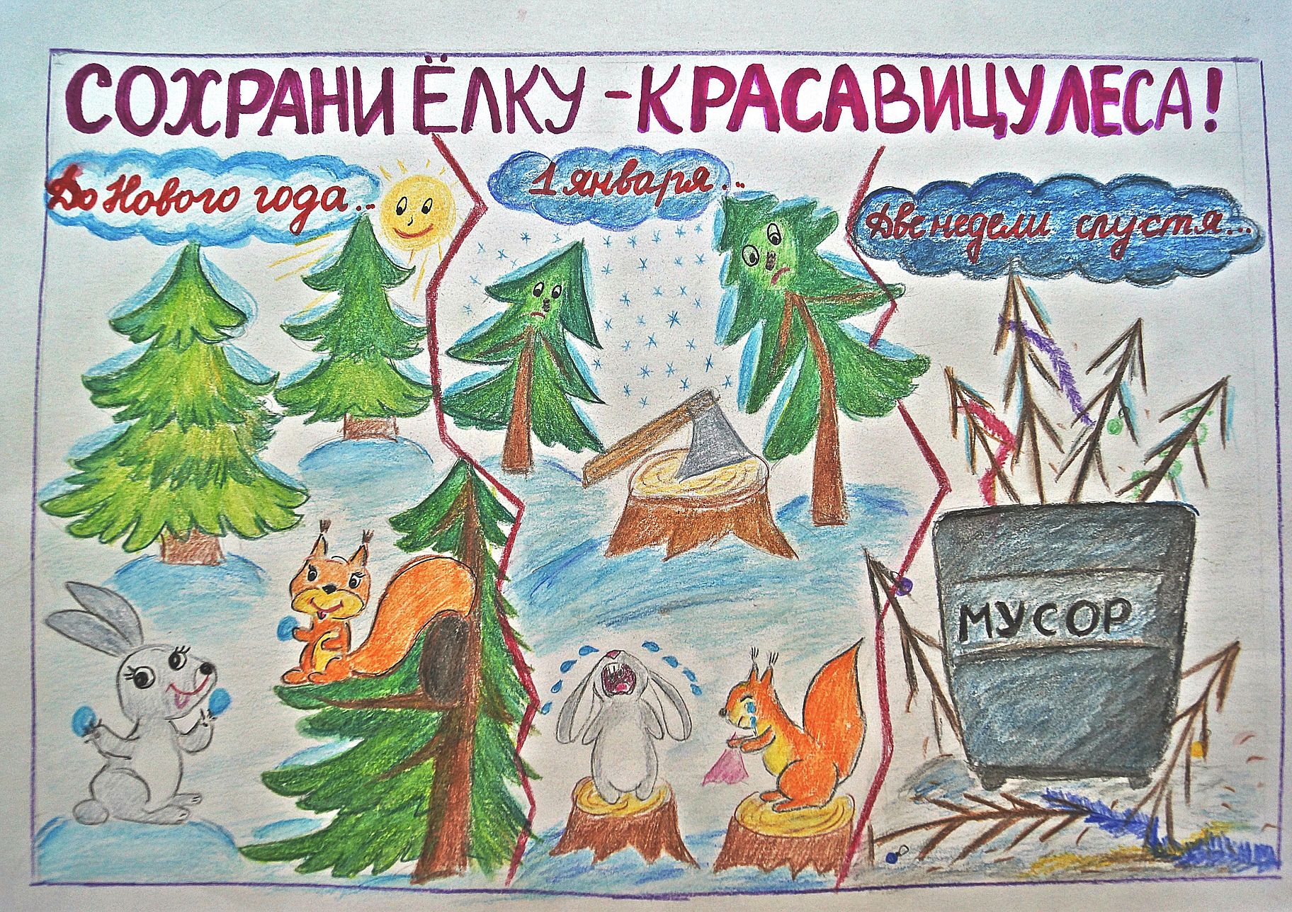 Плакат в защиту елочки