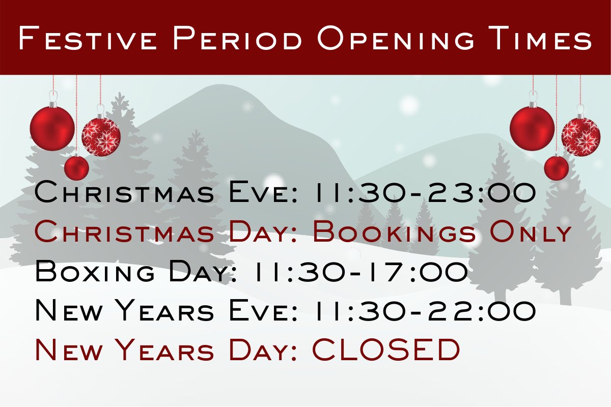 We have had a few people ask when we are open over the festive period. So here are our opening times over Christmas and New Year!

Why not come down and celebrate this magical time of year with us?