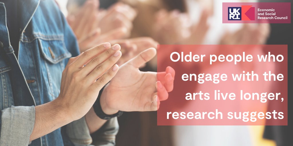 ESRC's tweet photo. Older people who engage with the arts live longer than those who rarely or never take part - even after factors such as health, age, and wealth are accounted for   https://t.co/69QoFisXPu https://t.co/eKabs01uRL