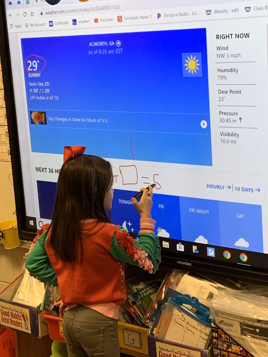 kcrimm5's tweet image. Starting this cold morning with Number Talks with the weather (by determining how much our temp is increasing today) and with a Target Number!  @FordEScobb #BuildingMathematicians