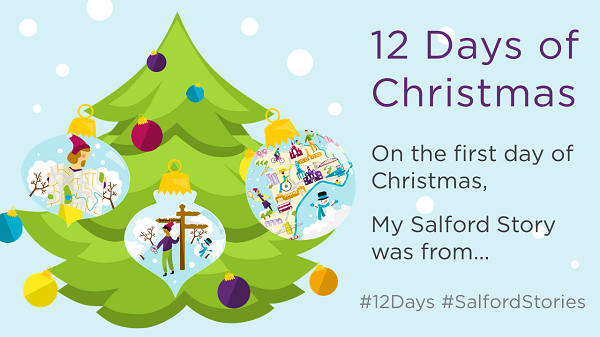 SalfordCVS's tweet photo. Keep an eye out for our 12 Days of Christmas campaign starting on the 25th Dec. 

We will be getting into the festive spirit by sharing the stories of local VCSE groups.

Share with us how you are making a difference &amp; celebrate the people of Salford with #12days #SalfordStories. https://t.co/R3ZYYWqRsY