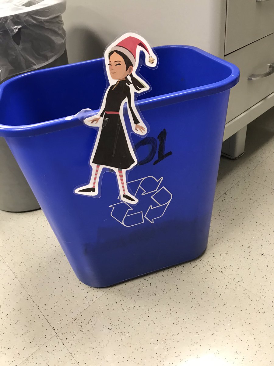 amyclu's tweet photo. @AlaneAdamsBooks One last act of kindness for #FlatAbby before winter break. Her and the class took care of the recycling! #FlatAbby is going home with her new friend Abby during break!! Merry Christmas! The class had a blast with this! @RiseUpFdn @AlaneAdamsBooks #kindness #FlatAbbyontheshelf https://t.co/r9vA8cAOPq
