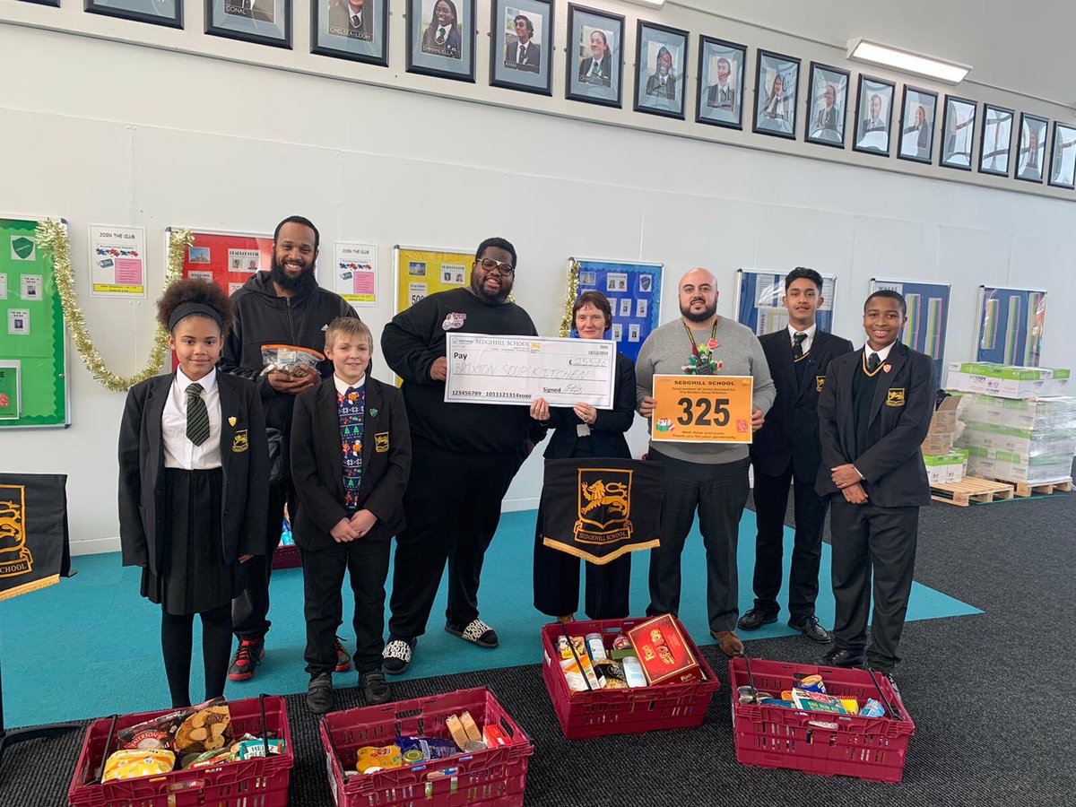 What a way to end the term! Amazing generosity shown by ⁦@SedgehillSch⁩ students and staff for their Christmas donations to the ⁦<a href="/BrixSoupKitchen/">Brixton Soup Kitchen</a>⁩
