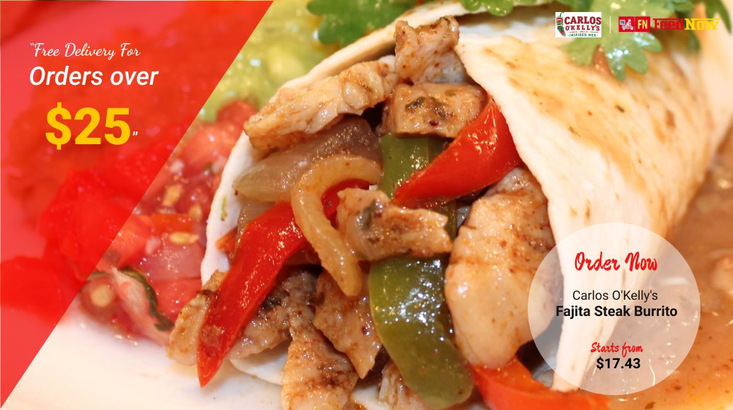 FeedNow1's tweet photo. Order Now Carlos O'Kelly's Fajita Steak Burrito Starts from $17.43
Download our App available in store now.
Avail the Offer Text " Start " to 319-5194586 for Free Delivery on Order Over $25
#feednow #food #carlosokellys #Fajita #Steak #Burrito #cedarrapids #Capastrami #desmoines https://t.co/ChaQN8QpMH