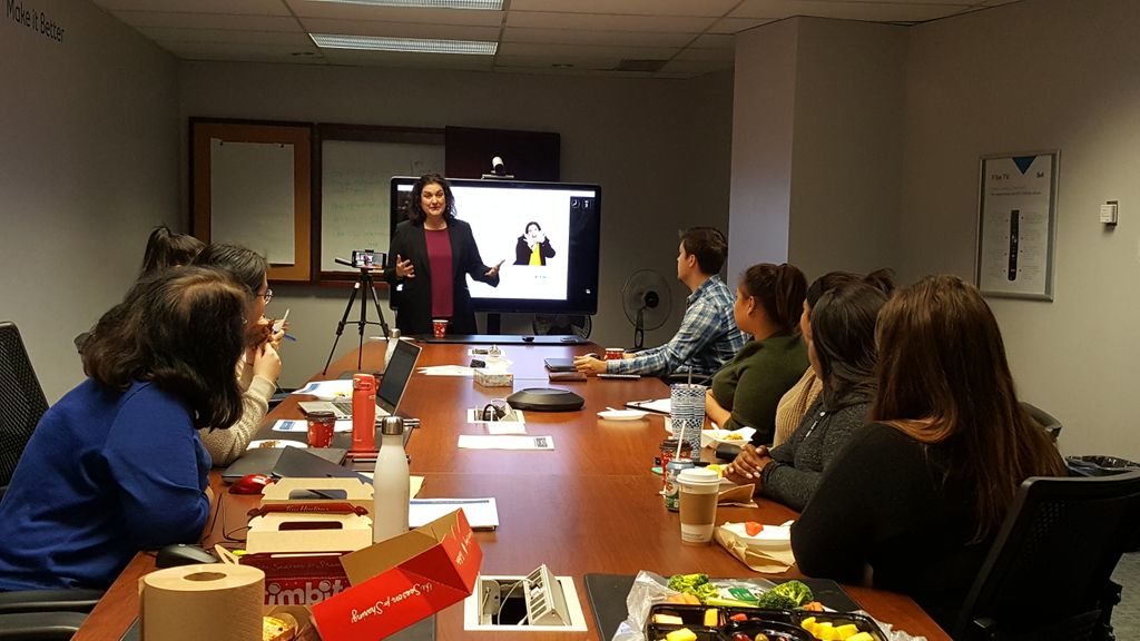 gaby with one b presenting at Bell 