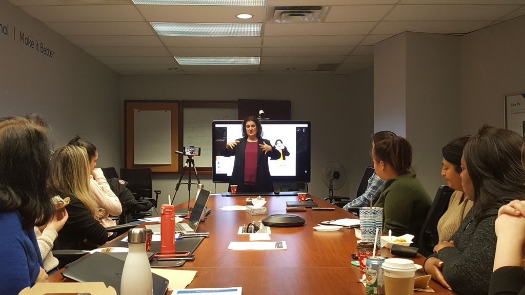 team attentive in listening to Gaby 