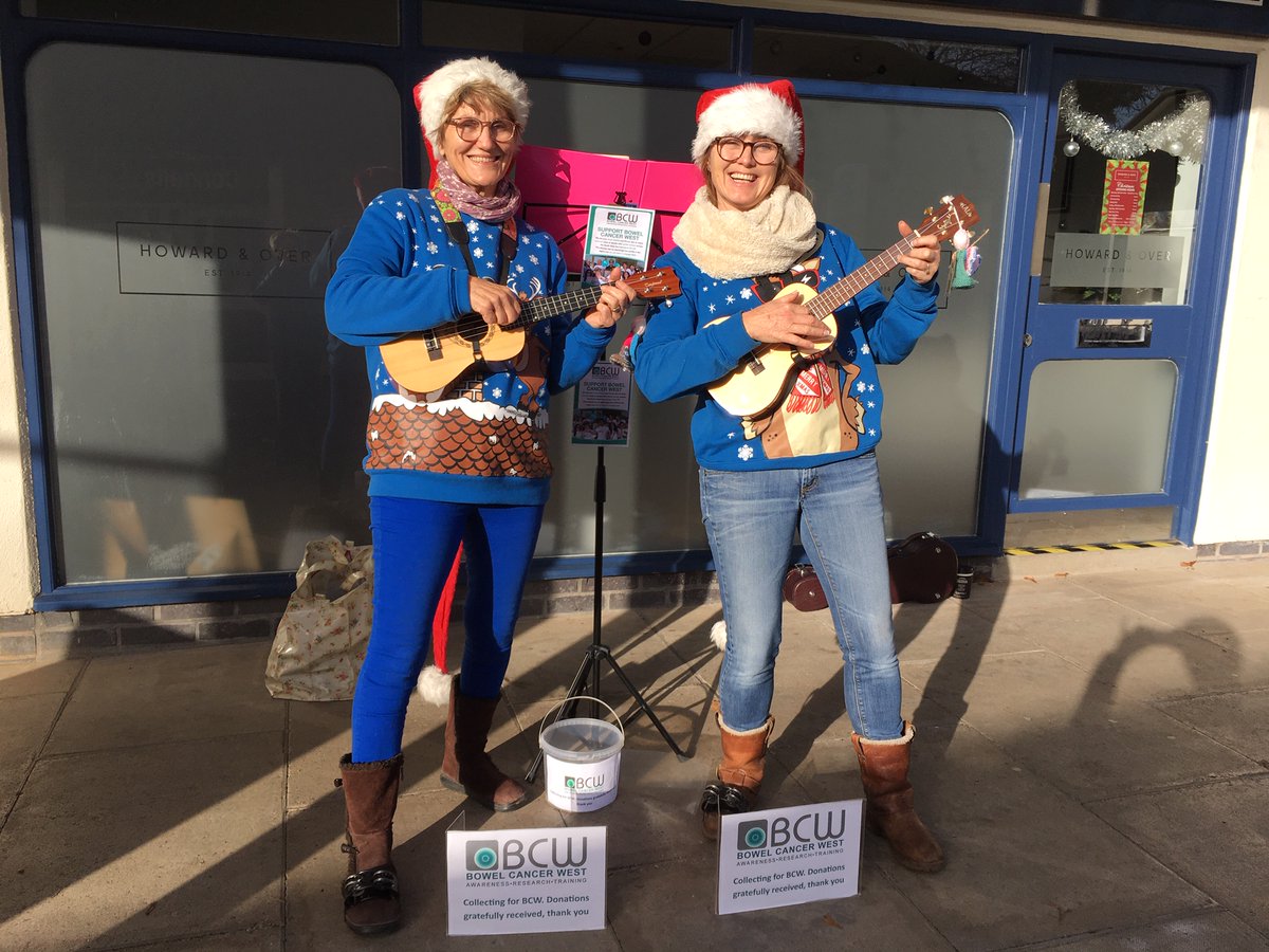 There are lots of ways to get into the #ChristmasSpirit and support <a href="/BCWcharity/">BCWcharity</a> this Christmas. Big thanks to #bowelcancer survivor Pru Gillard and her friend for  bringing some festive cheer to shoppers in Ashburton, Dartmouth and Ivybridge and raising £180 for our cause! 🎅🎸
